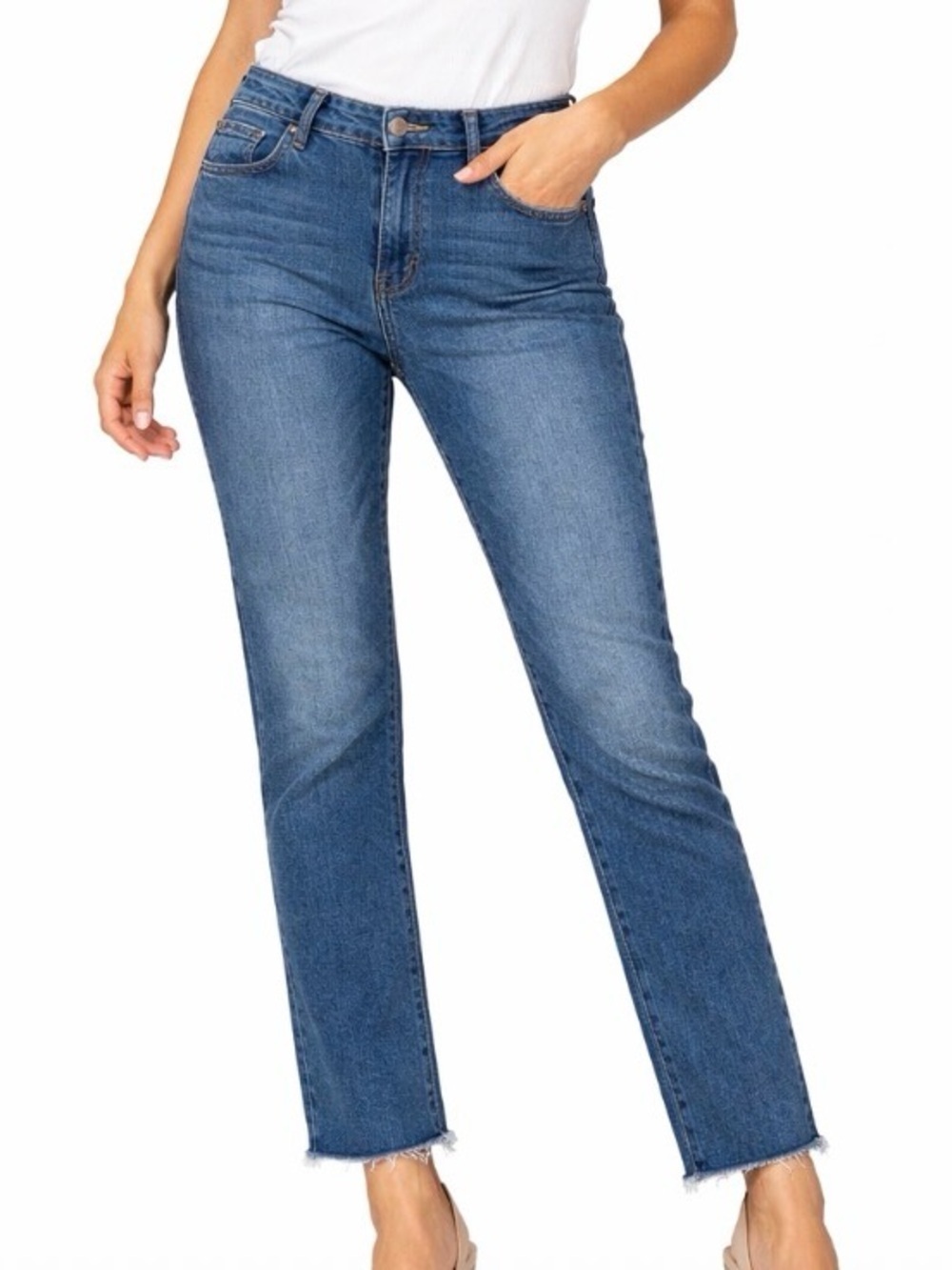 Free People We the Free SZ 28" jeans skinny frayed hem mid rise